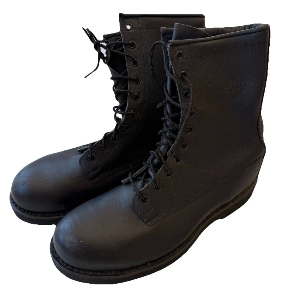 Addison Shoe Steel Toe Leather Combat Boots Men's US 10.5 R Vibram Soles Black